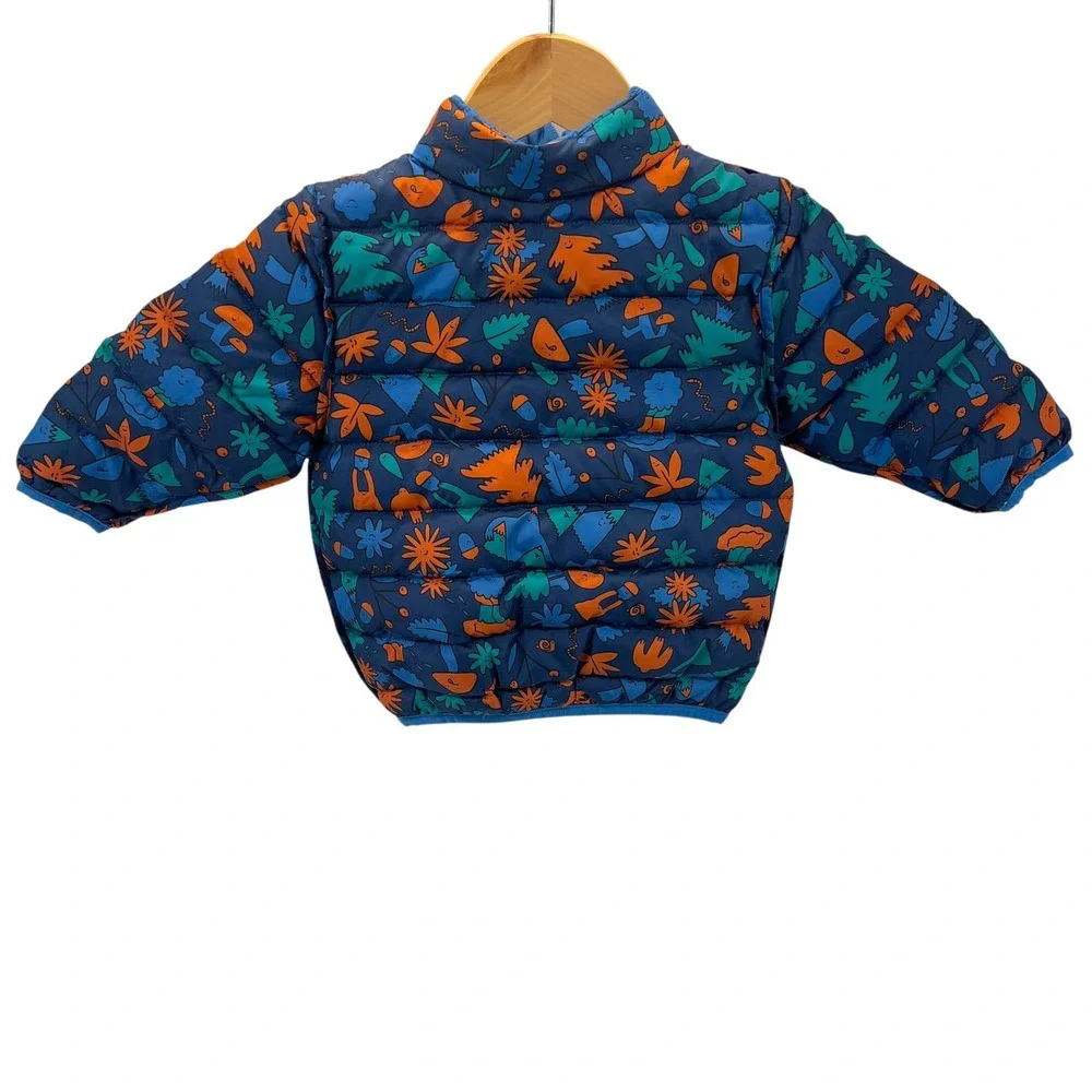 REI Co-op 650 Down Reversible Puffer Jacket Blue Whimsical Print Infant 18M